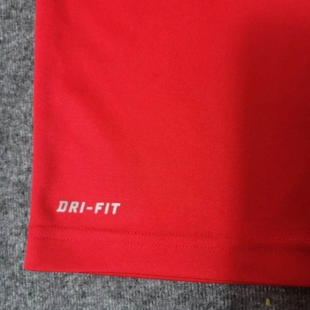 Nike Dri Fit NFL Kansas City Chiefs Mens Size S Polo Shirt Red Stripe Sleeve